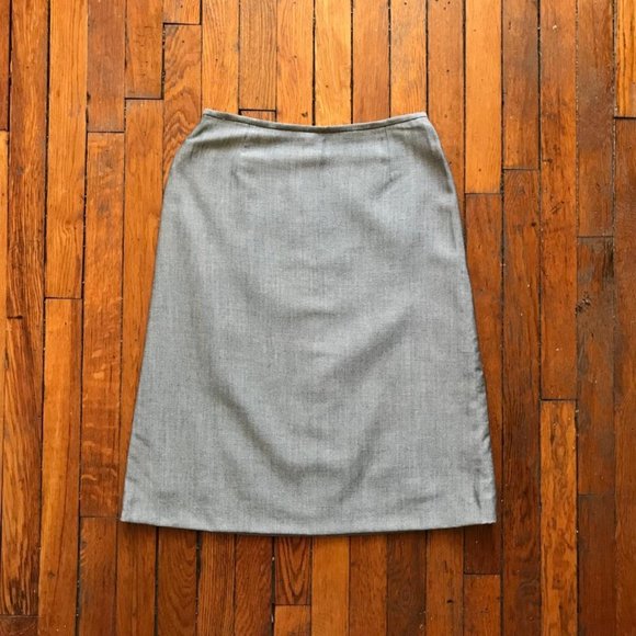 Vintage 90s Givenchy Boutiques Women Light Grey Black Stitch High Waist‎ Skirt - Picture 1 of 4
